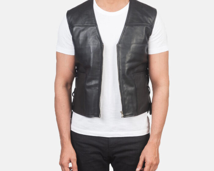 Black Brandon Pure Grainy Leather Vest A Stylish Statement Piece